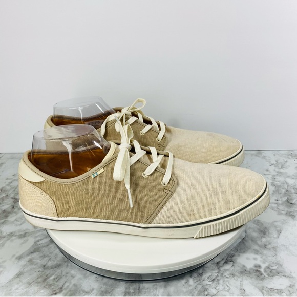 Toms Other - Toms Sneakers Oxford Mens 12 Canvas Ivory Beige Nautical Lace Up Comfort Carlo